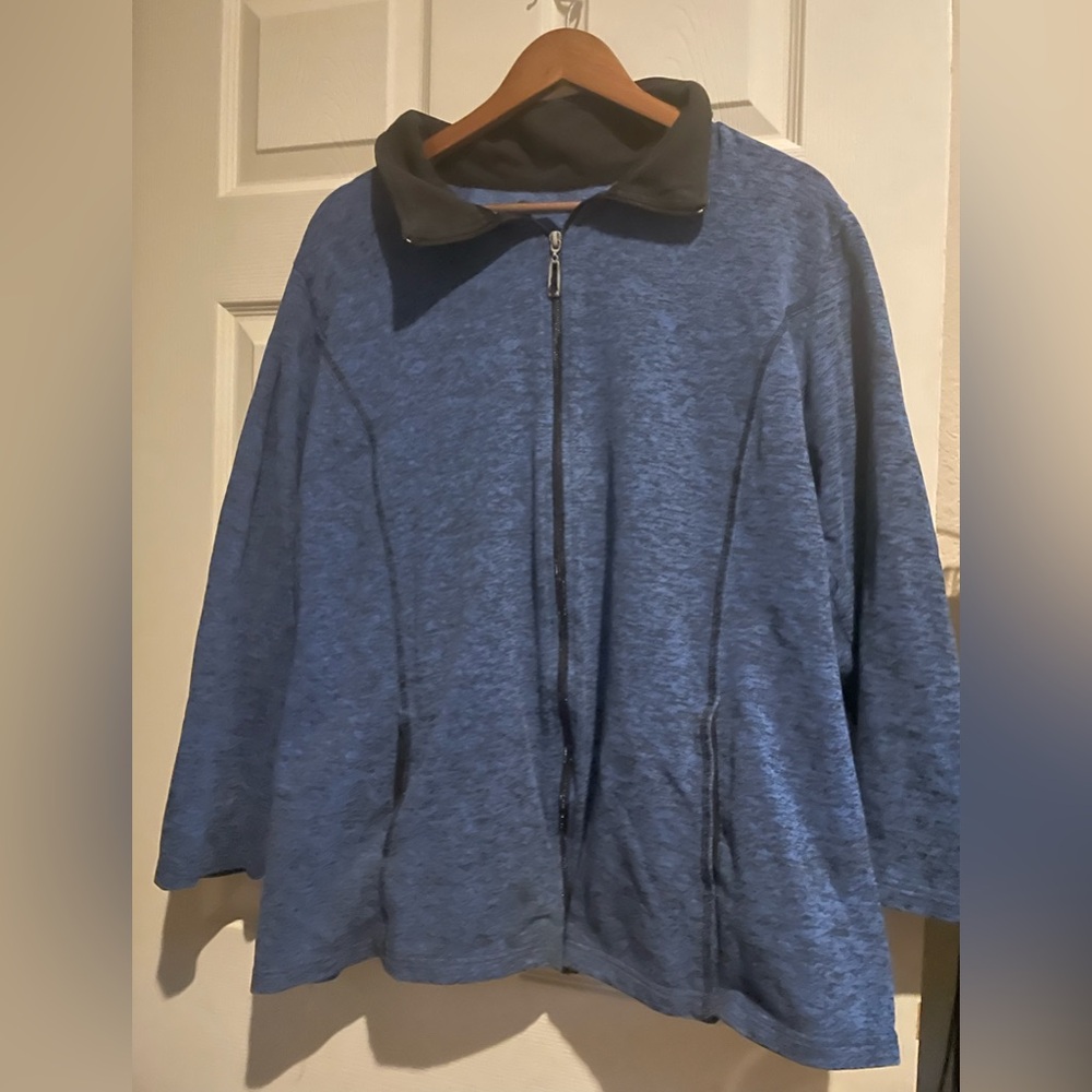 Athletic blue women’s long sleeve zip up jacket with pockets-2xl